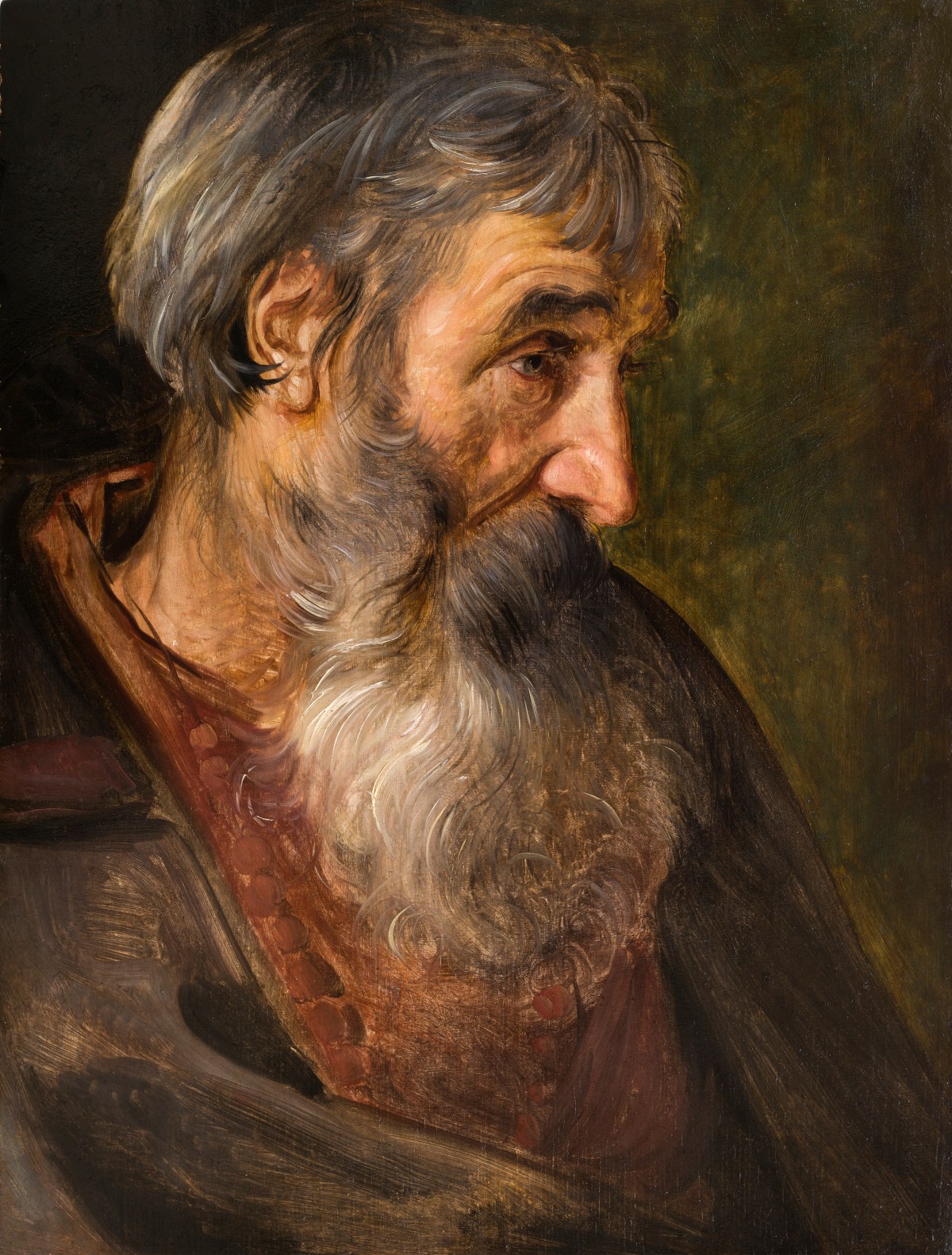 Maerten de Vos (1532 – 1603) Studio di testa di uomo con la barba