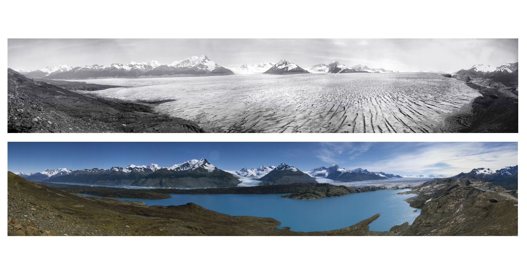 Sulle tracce dei ghiaccia, confronto fotografico De Agostini - Ventura 
