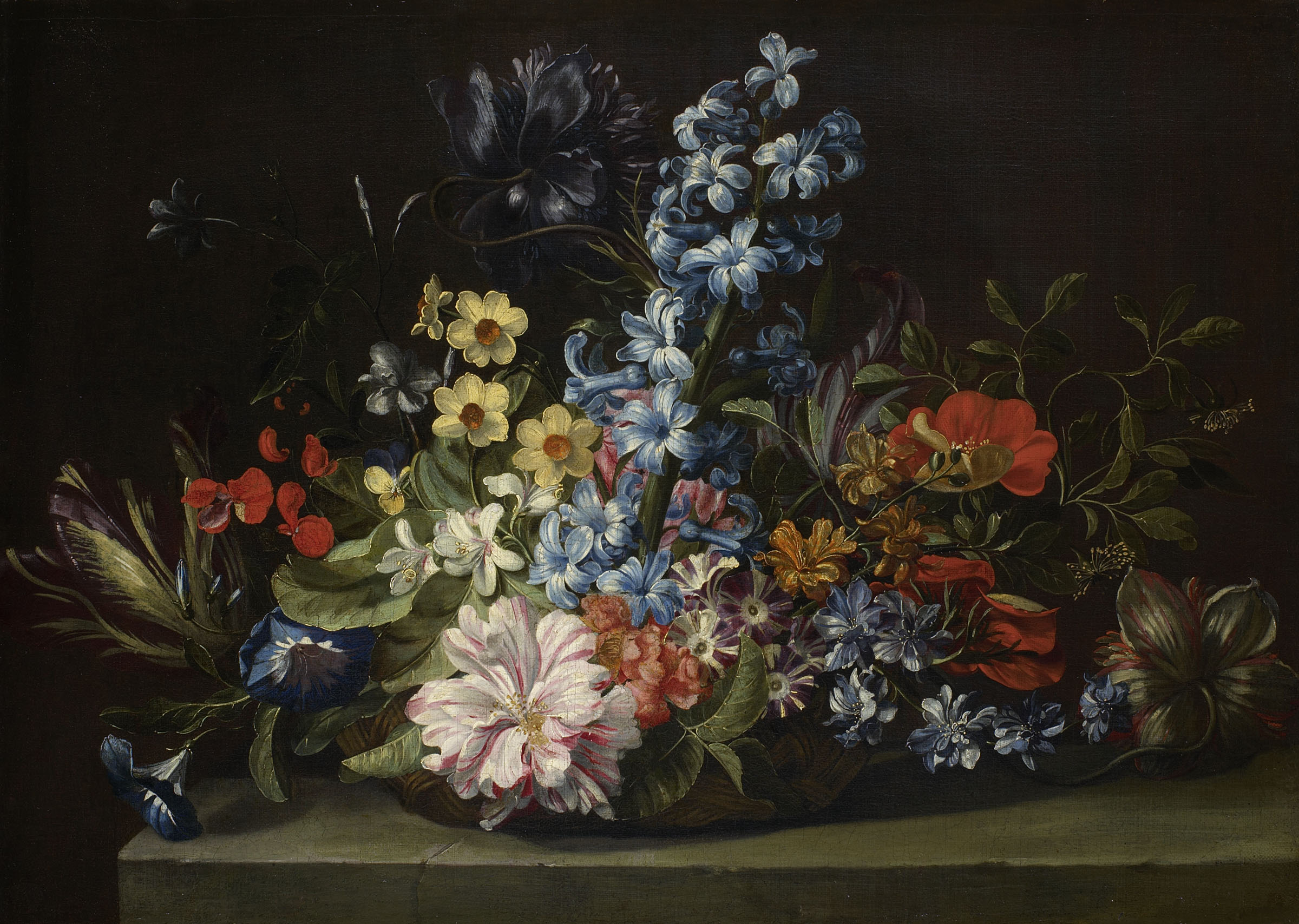 Attribuito a Jan van den Hecke, Cesto di fiori, XVII secolo, Olio su tela, 35 cm × 49 cm, Courtesy KHM-Museumsverband