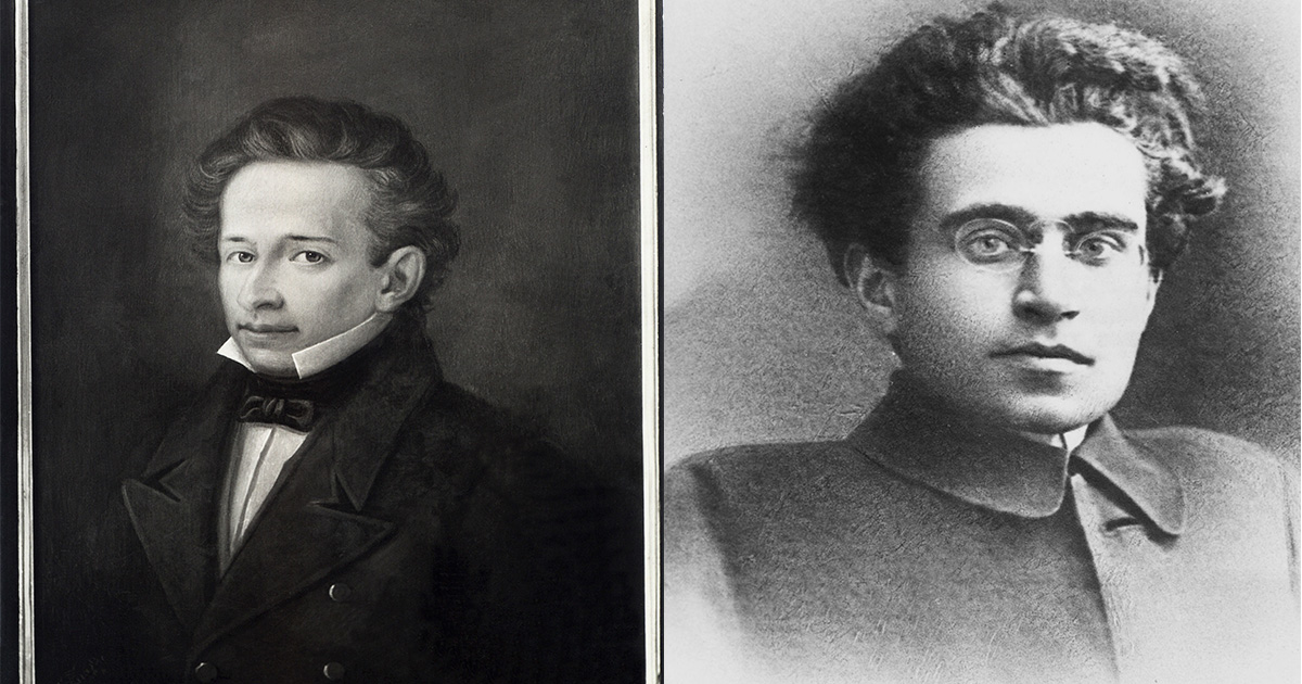 Giacomo Leopardi e Antonio Gramsci. Foto: Contrasto