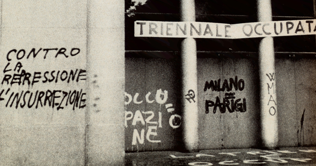 Ingresso Triennale di Milano durante l'occupazione di Maggio