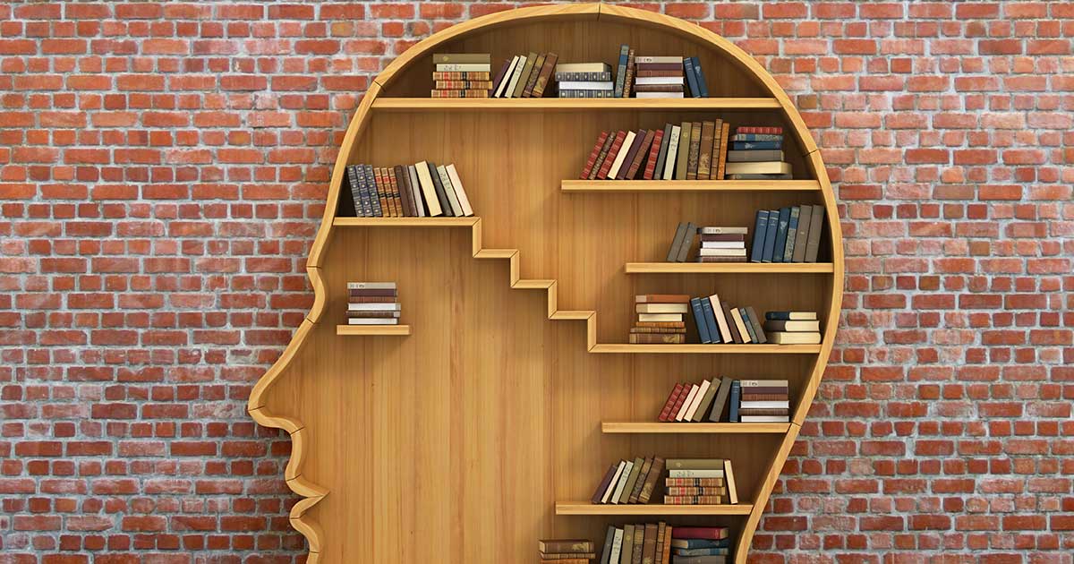 libreria fatta a testa umana