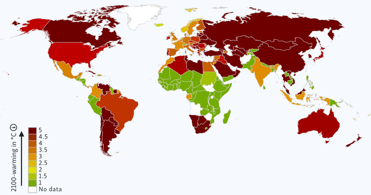 mappa del riscaldameno globale paese per paese