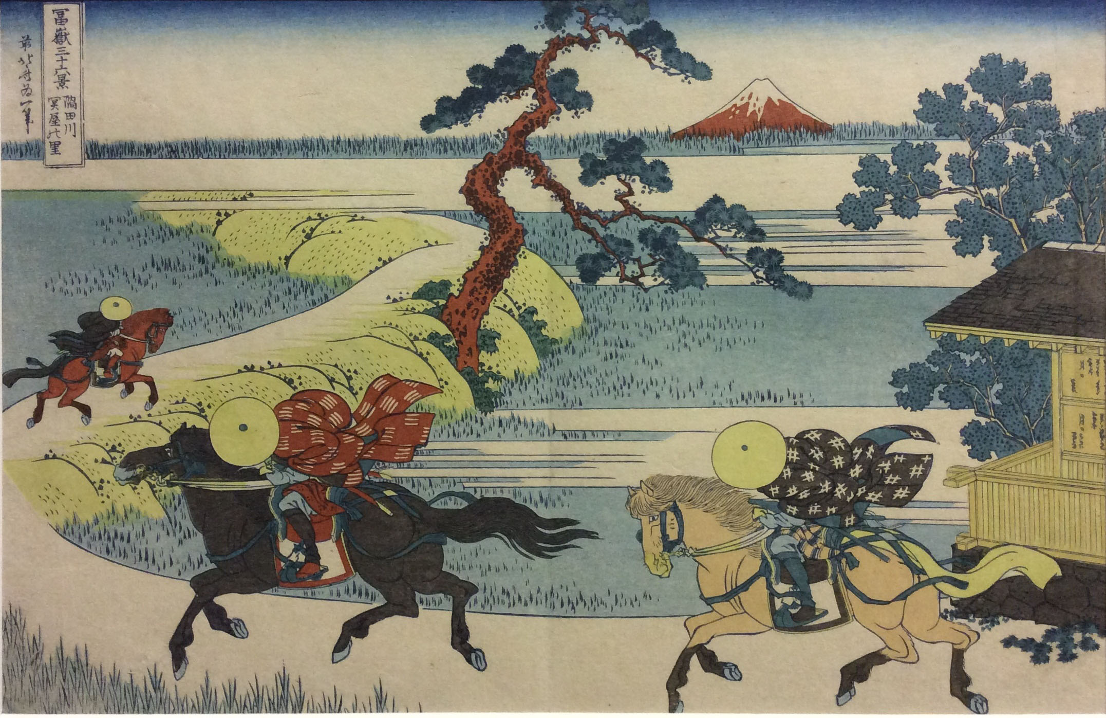 Hokusai, Katsushika Tamekazu Vista del Fuji dal villaggio di Sekiyu sul fiume Sumida della serie Le 36 vedute del monte Fuji 1830