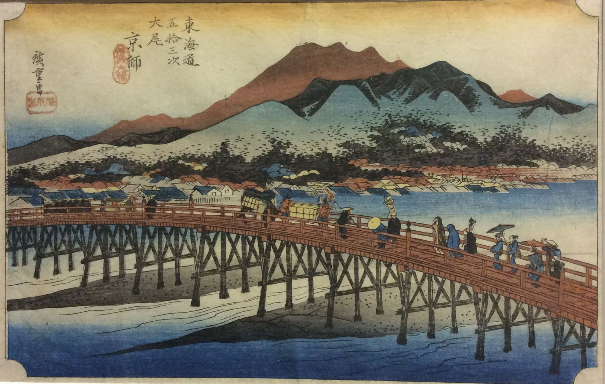 Hiroshige, Ando Hiroshige, Il grande ponte Sanjo sul fiume Sumida - No. 55 della serie Le cinquantatre stazioni di Tokaido 1833-1834