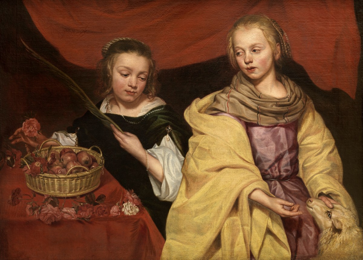 Michaelina Wautier (1617 – 1689) Ritratto di due fanciulle come Sant’Agnese e Santa Dorotea  (1655 ca)