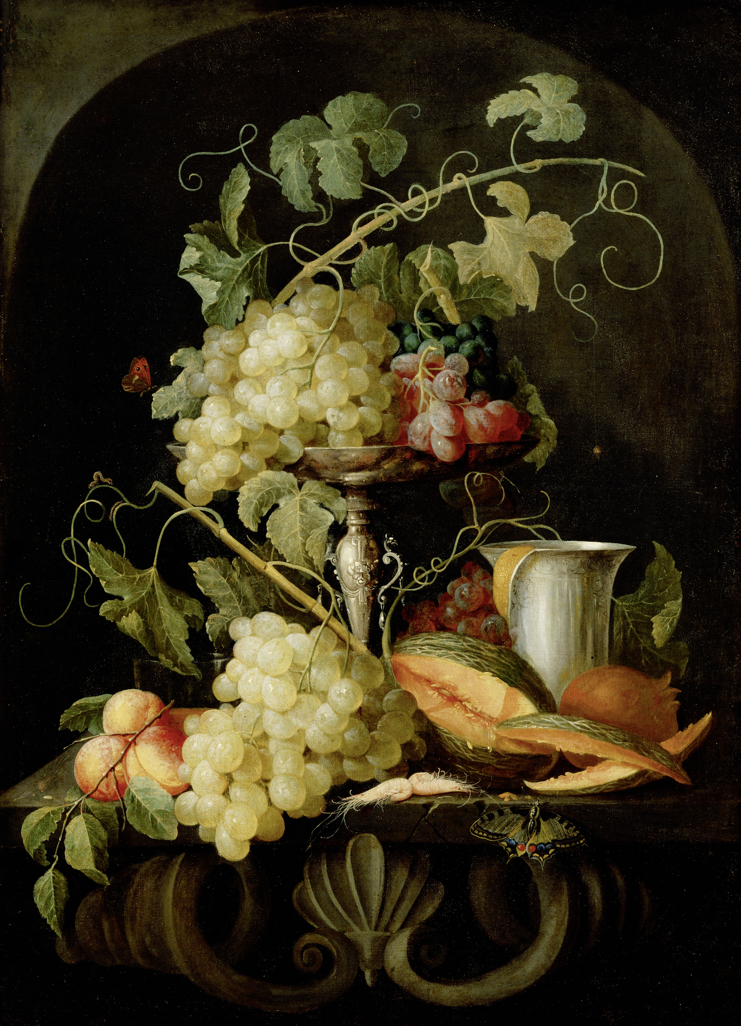 Attribuito a Jan van den Hecke, Natura morta con frutta, 1650/1660, Olio su tela, 81 cm × 59,5 cm, Courtesy KHM-Museumsverband