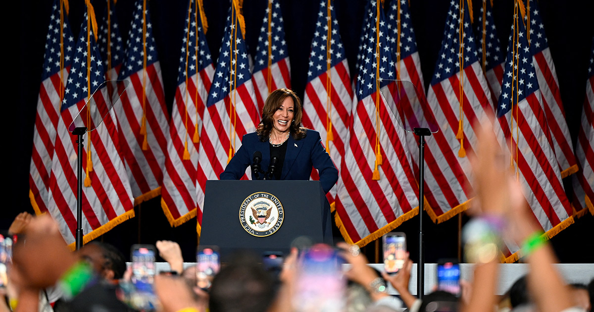 Kamala Harris alla sua prima uscita di campagna elettorale dopo il ritiro di Biden. Foto: Reuters
