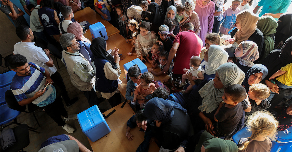 Polio vaccination campaign, UN healthcare center, Deir Al-Balah, Gaza, September 1, 2024. Ramadan Abed/REUTERS