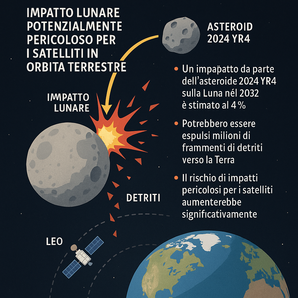 Effetti di un impatto di un asteroide con la Luna grafico impatto asteroide con luna