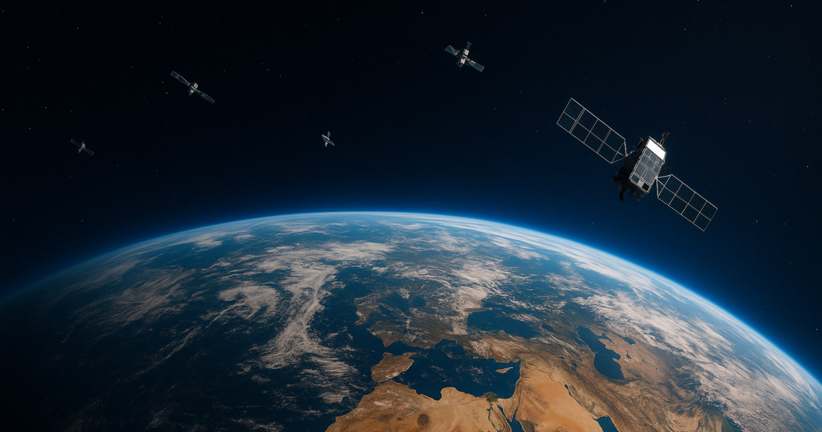 Rappresentazione artistica di satelliti in orbita attorno alla Terra