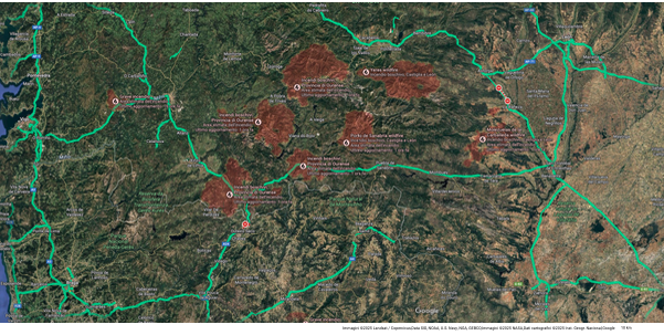 Incendi in Spagna al 20 agosto 2025