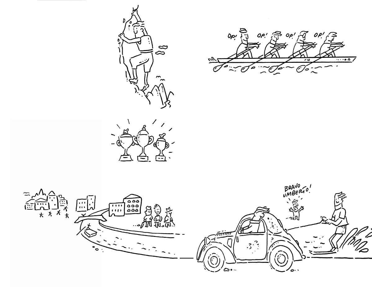 Disegni di Luca Novelli tratti da "Umberto Veronesi e il nemico numero uno", nuovo libro della collana Lampi di genio, Editoriale Scienza