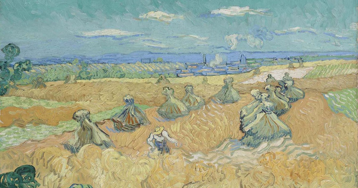 Vincent Van Gogh, Campi di grano con falciatore, Auvers