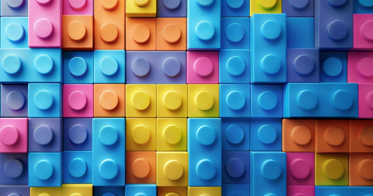 muro di lego colorati