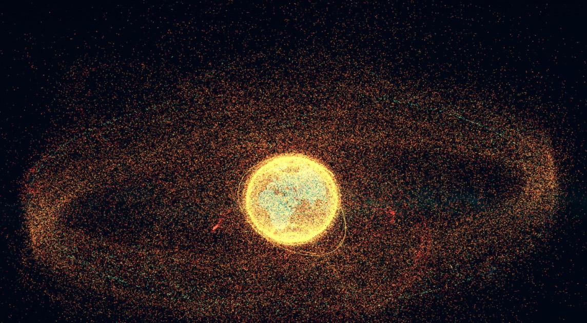 Elaborazione ESA dei detriti spaziali in orbita terrestre. Foto: ESA