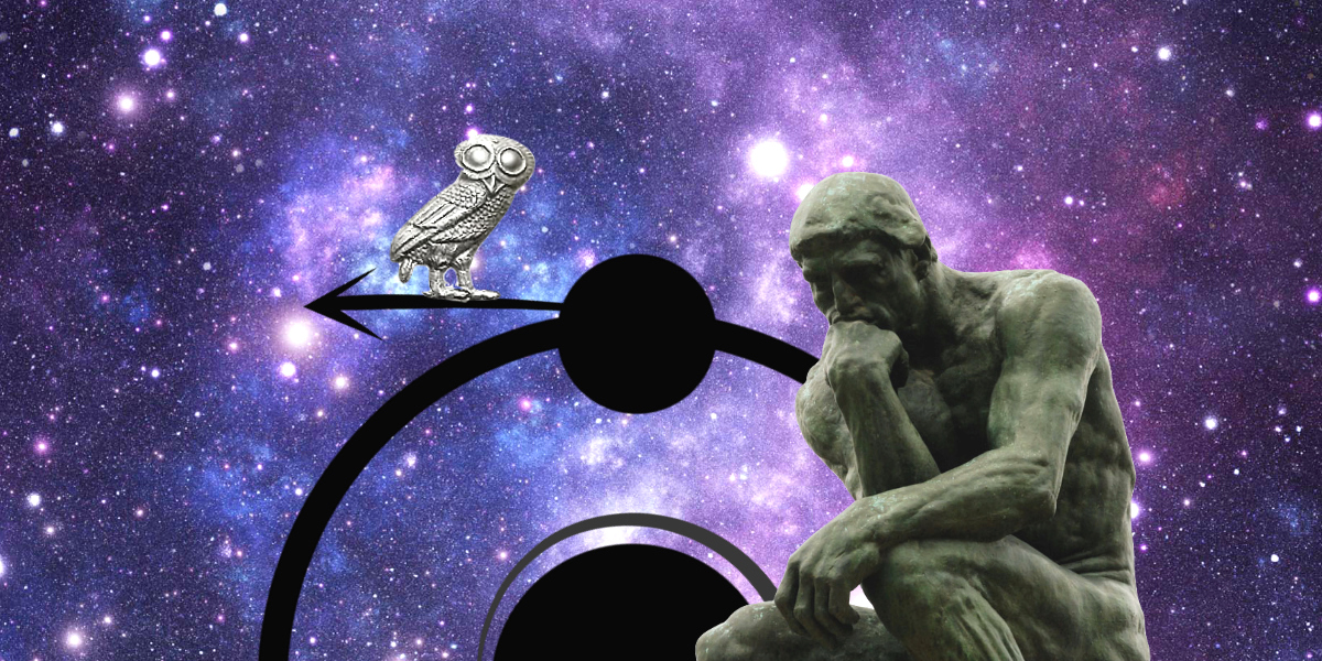 statua pensatore nell'universo