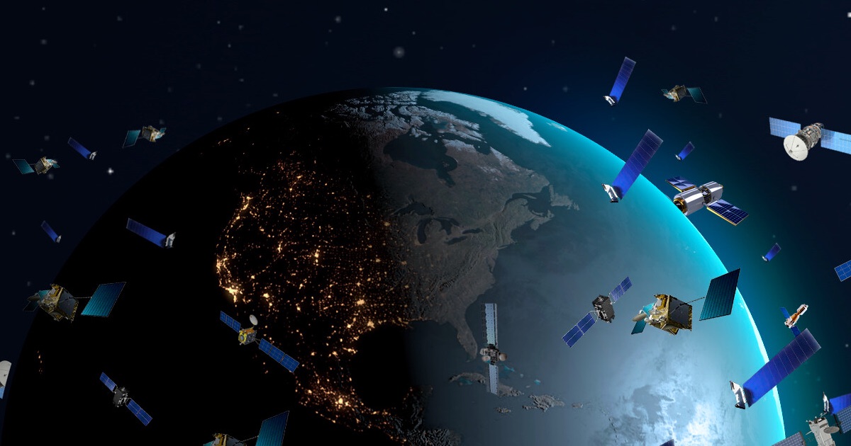 Una rappresentazione artistica di satelliti in orbita terrestre. Foto: NOIRLab/NSF/AURA/P. Marenfeld