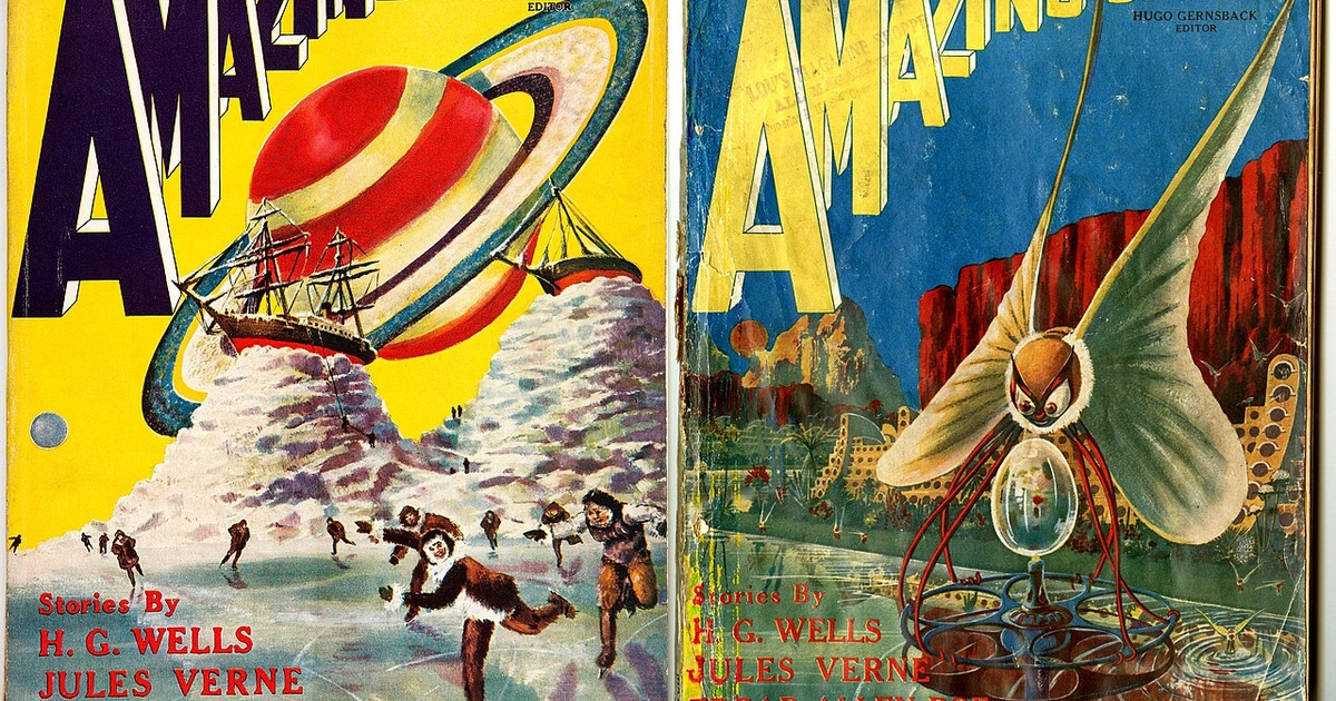 Il collage delle prime due copertine di Amazing Stories. Foto: Wikimedia Commons