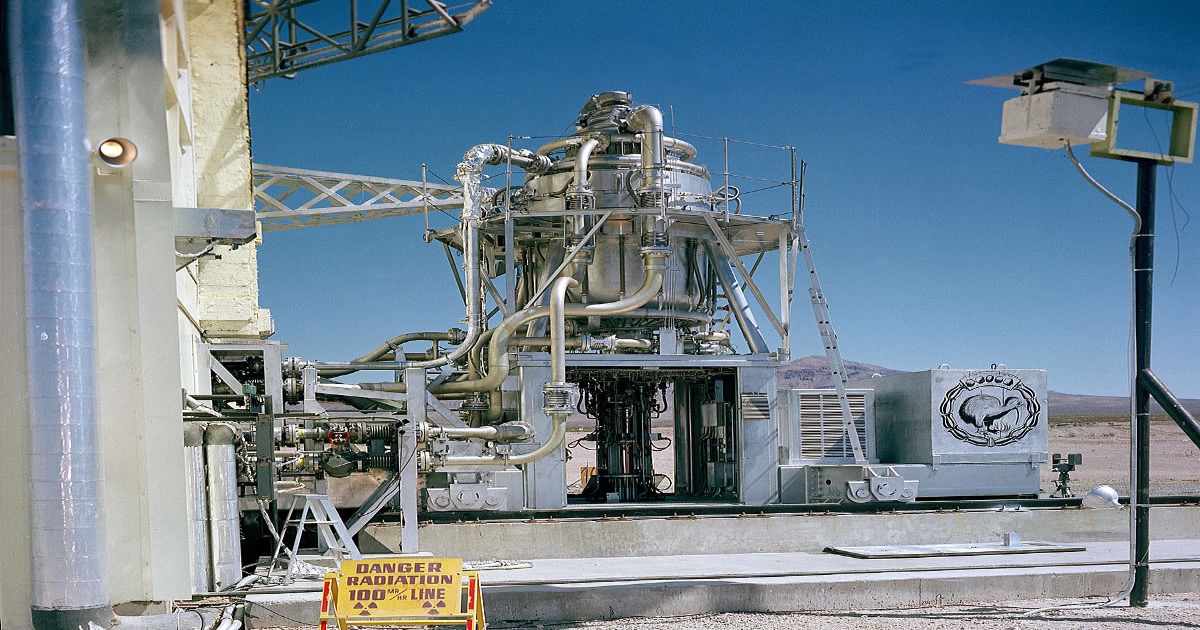 Kiwi: il prototipo del motore a reazione nucleare del project Rover. Foto: Los Alamos National Laboratory