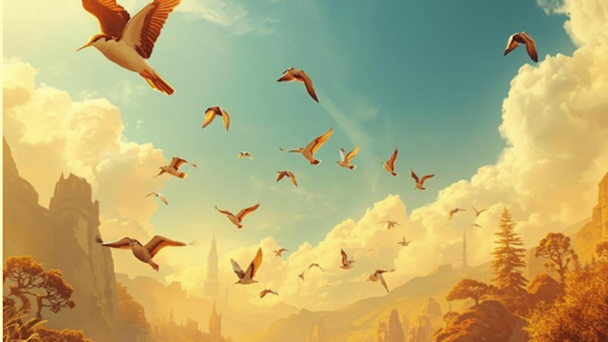 cielo con uccelli in volo 