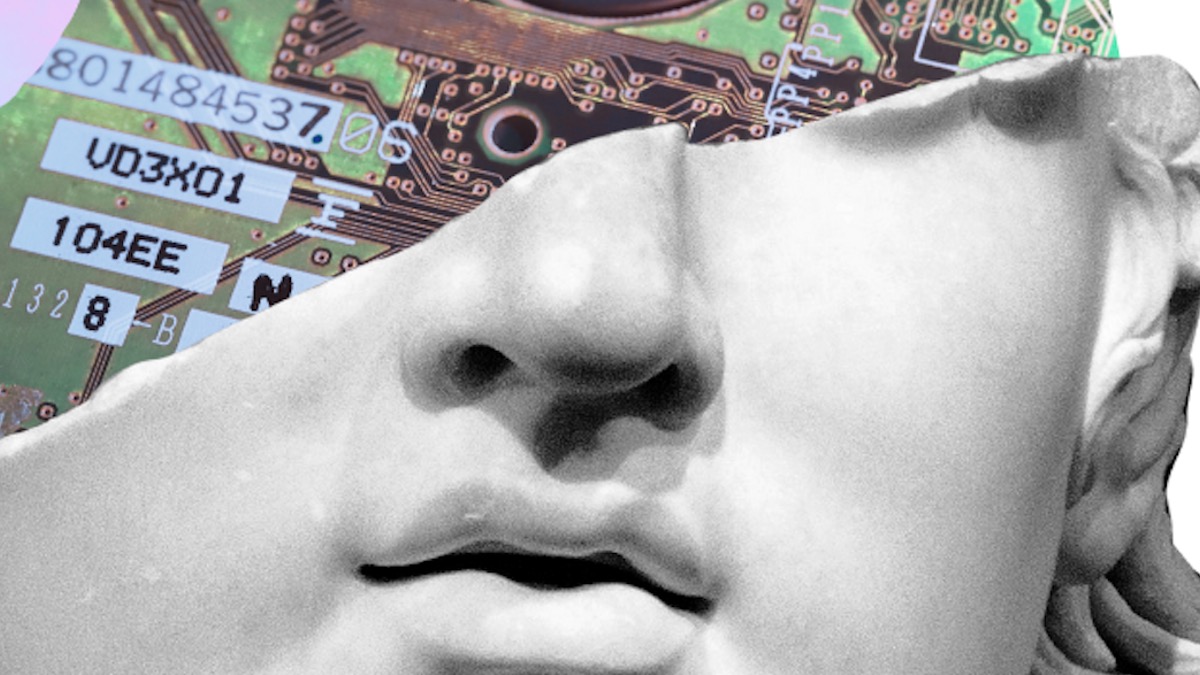 davide statua metà con cip digitali