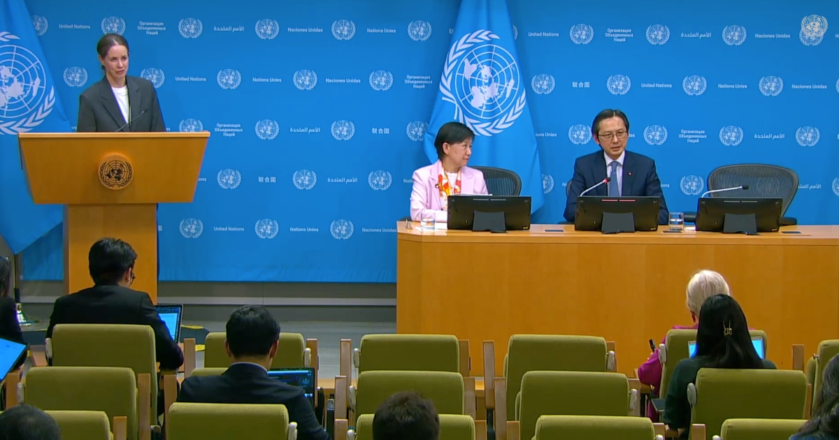 Do Hung Viet (NPT) e Izumi Nakamitsu (UNODA) in conferenza stampa da webtv.un.org 