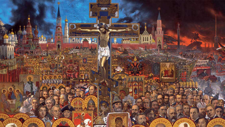 Eternal Russia. IIl'ja Sergeevic Glazunov. Oil on canvas, acrylic, 1988