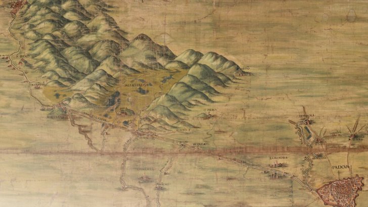 antica carta geografica colli euganei e pd