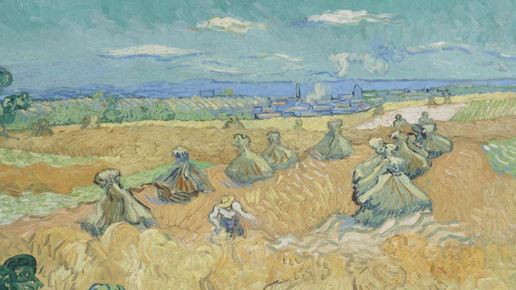 Vincent Van Gogh, Campi di grano con falciatore, Auvers