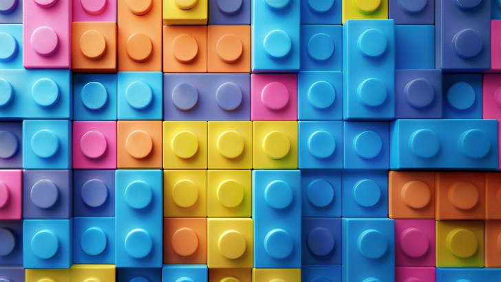 muro di lego colorati
