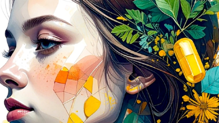 volto femminile con pillole