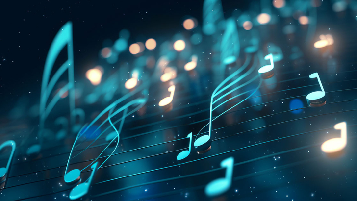 note musicali su sfondo blu