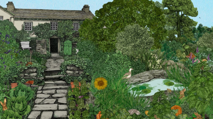 Peter Coniglio, Beatrix Potter.  Giardini letterari, illustrazione di Lucille Clerc L'Ippocampo