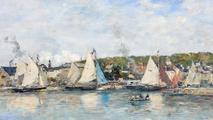 Eugene Louis Boudin, Il porto di Trouville, 1893, olio su tela Eugene Louis Boudin, Il porto di Trouville, 1893, olio su tela
