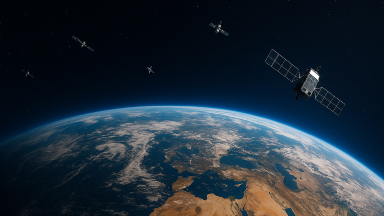 Rappresentazione artistica di satelliti in orbita attorno alla Terra